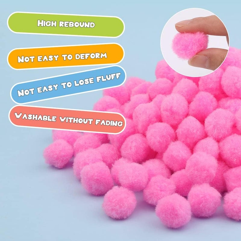 MORFEN 150 Pcs Pink Craft Pom Poms, 1 Inch Fuzzy Pompom Puff Balls for DIY Arts, Crafts Projects, Home Decorations - Image 3
